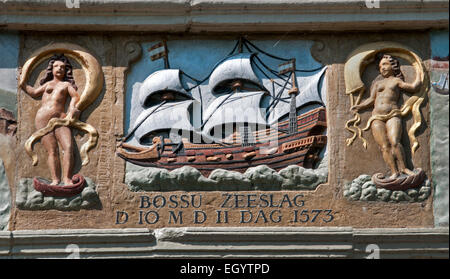 Hoorn Dutch Port Harbor Netherlands ( battle West Frisians and the Beggars against  Spanish war fleet command by  Count of Bossu Stock Photo