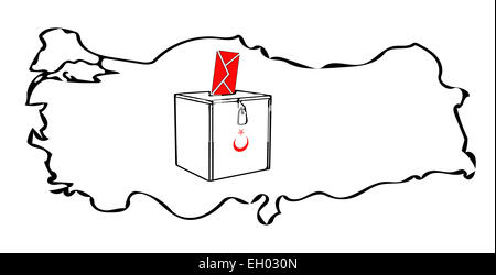 Turkish election Turkey map envelope vector sketch on white Stock Photo