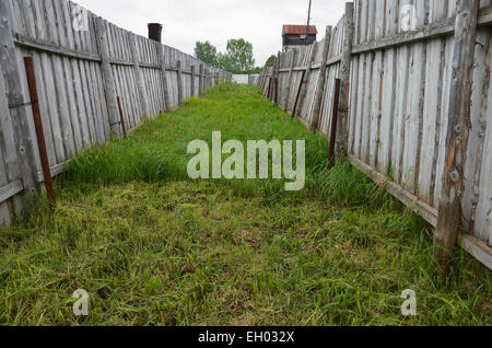 The former soviet gulag camp of Perm36, west of the Ural range in Russia near the town of Perm. Fence. Stock Photo