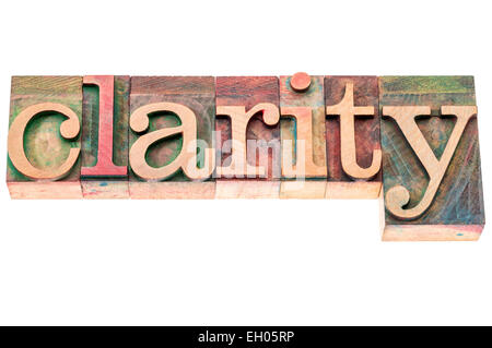 clarity word - isolated text in letterpress wood type blocks Stock Photo