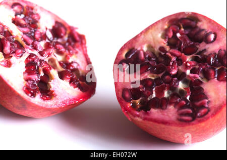 Still life food image of the halves of a Pomegranate Stock Photo