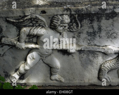 Roman art. Turkey. Sarcophaghus. Relief. Detail. City Museum Mileto. Stock Photo