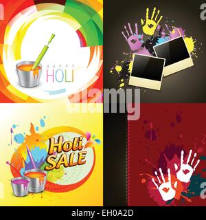 vector set of different holi background illustration Stock Vector