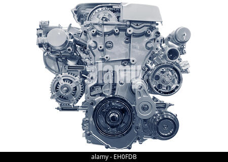 Car engine.  Concept of modern car engine isolated on white background. Stock Photo
