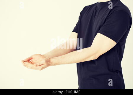 mans hands showing something Stock Photo