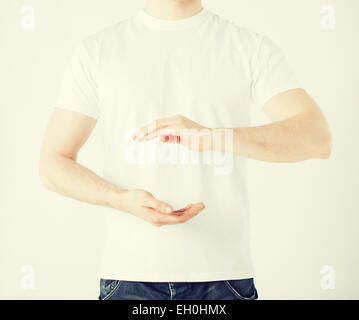 mans hands showing something Stock Photo