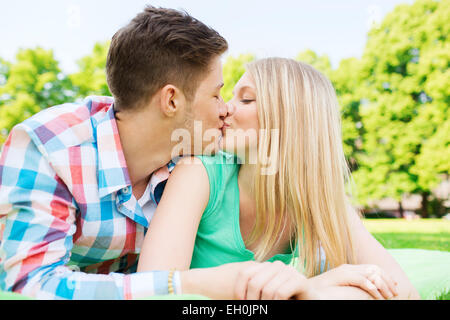 smiling couple in park Stock Photo