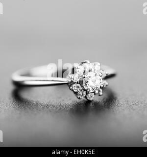 Diamond ring on gray background Stock Photo