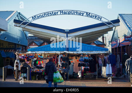 Street view of Harpurhey shopping centre Market place in North Manchester Stock Photo