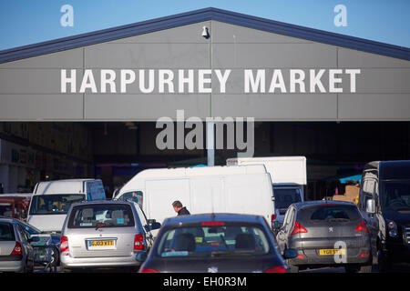 Sign for Harpurhey shopping centre Market place in North Manchester Stock Photo