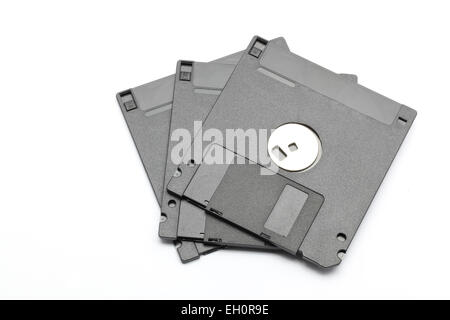 Floppy disk magnetic computer data storage support over white background Stock Photo