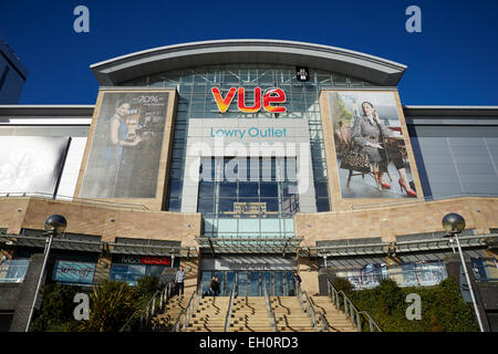 Lowry Outlet Mall at Media City Salford Quays Gtr Manchester UK. Vue cinema entrance Stock Photo