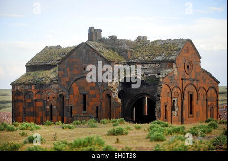 Ancient armenian church on the ruined medieval armenian site of Ani. Between 961 and 1045 Ani was the capital of the medieval Ar Stock Photo