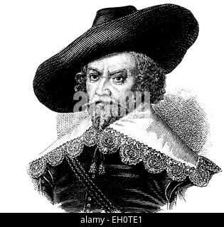 Fashion in the Middle Ages: collar and hat, about 1630, historical illustration Stock Photo