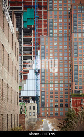 New development looking down The High Line park in Manhattan in New York North America USA Stock Photo