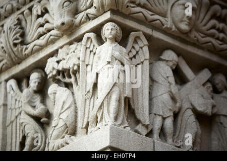 Stone carving detail on Guardian Angel church in Manhattan in New York North America USA Stock Photo