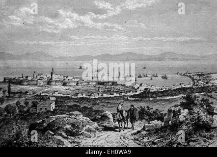 The city and castle of Chios, Greece, damaged by earthquake on 3.4.1881 Stock Photo