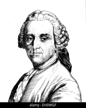 Digital improved image of Christian Fuerchtegott Gellert, 1715 - 1769, poet, moral philosopher of the Enlightenment, portrait, historical illustration, 1880 Stock Photo