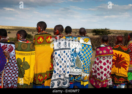 Group of Maasai Women wearing traditional kangas, village near the ...