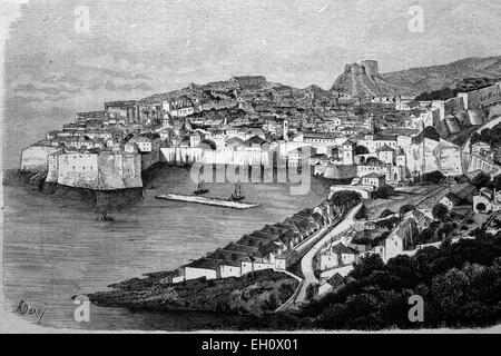 Ragusa, Sicily, Italy, historical illustration, circa 1886 Stock Photo