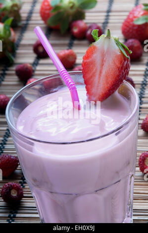 classic strawberry milkshake nourishing and gentle with her pretty pink color Stock Photo