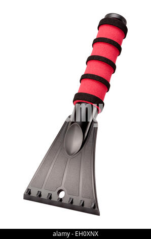 Ice Scraper with a red foam handle, isolated on white. Stock Photo