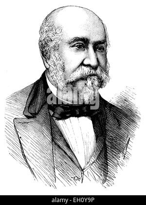 Johann August Sutter (1803-1880), discoverer of the gold fields of California and founder of New Helvetia, historical illustration, circa 1886