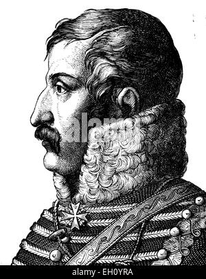 Digital improved image of Ferdinand von Schill, 1776 - 1809, Prussian officer, portrait, historical illustration, 1880 Stock Photo