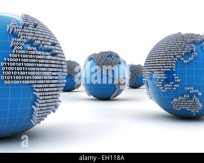 abstract technology binary code and world map internet background Stock ...