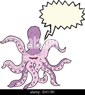 cartoon giant octopus with speech bubble Stock Vector