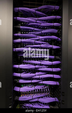 Data cabling installation for a large modern office interior Stock Photo