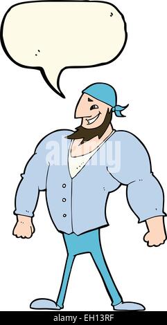 cartoon manly sailor man with speech bubble Stock Vector Image & Art ...