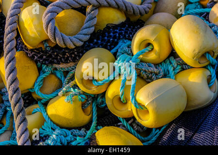 fishing net floats and rope Stock Photo