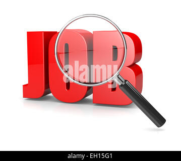Magnifier Glass Focused on Job Text Illustration, Searching Job Concept Stock Photo