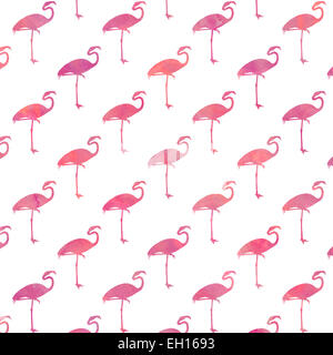White and Pink Flamingo Watercolor Pattern Flamingos Polk Dot Background Texture Stock Photo