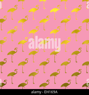 Gold and Pink Flamingo Pattern Flamingos Polk Dot Background Texture Stock Photo