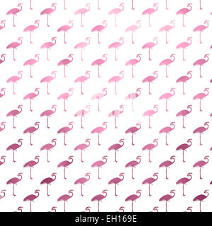 White and Pink Flamingo Metallic Faux Foil Pattern Flamingos Polk Dot Background Texture Stock Photo