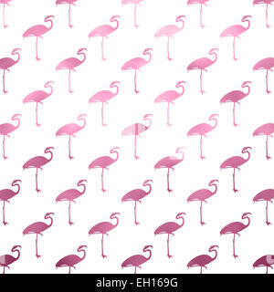 White and Pink Flamingo Metallic Faux Foil Pattern Flamingos Polk Dot Background Texture Stock Photo