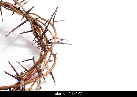 Crown of thorns on a white background Easter religious motif commemorating the resurrection of Jesus- Easter Stock Photo