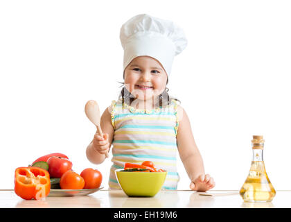 kid girl preparing healthy food Stock Photo