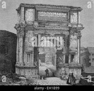 Arch of Titus, Rome, Italy, historical woodcut, circa 1880 Stock Photo