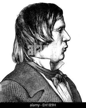 Digital improved image of Robert Schumann, 1810 - 1856, composer, Portrait, historical illustration, 1880 Stock Photo