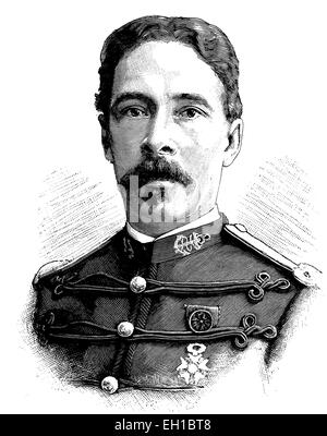 Alfred-Amedee Dodds, 1842 - 1922, French officer of the expeditionary corps in the Second Franco-Dahomean War in West Africa, historical illustration circa 1893 Stock Photo