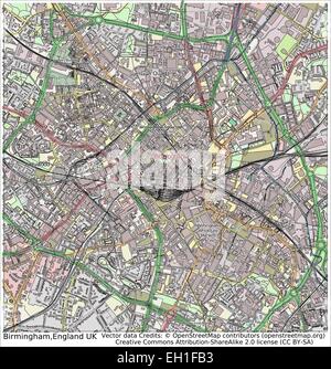 Modern City Map Birmingham City Of England With Boroughs And Titles   Birmingham England Uk City Map Eh1fb3 