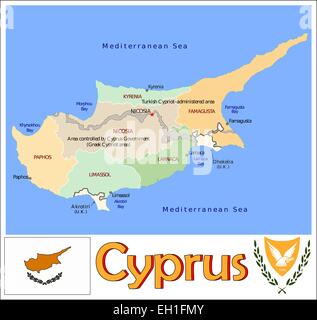 cyprus administrative and political vector map Stock Vector Art ...