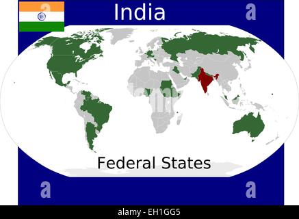 Political map of India. Administrative divisions - states and union ...