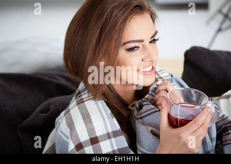 young woman caught a cold Stock Photo