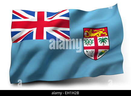 Waving flag of Fiji isolated on white background Stock Photo