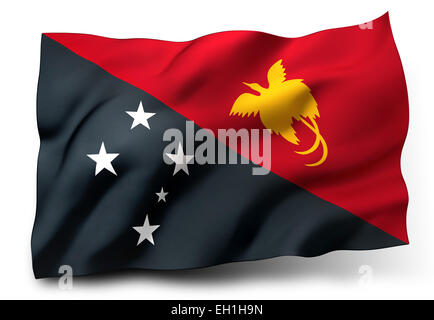 Waving flag of Papua New Guinea isolated on white background Stock Photo