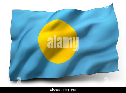 Waving flag of Palau isolated on white background Stock Photo